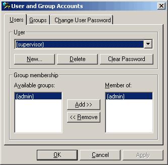 - Окно User and Group Accounts