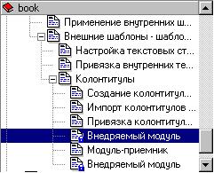 - Двойное внедрение текстового модуля в структуру книги
