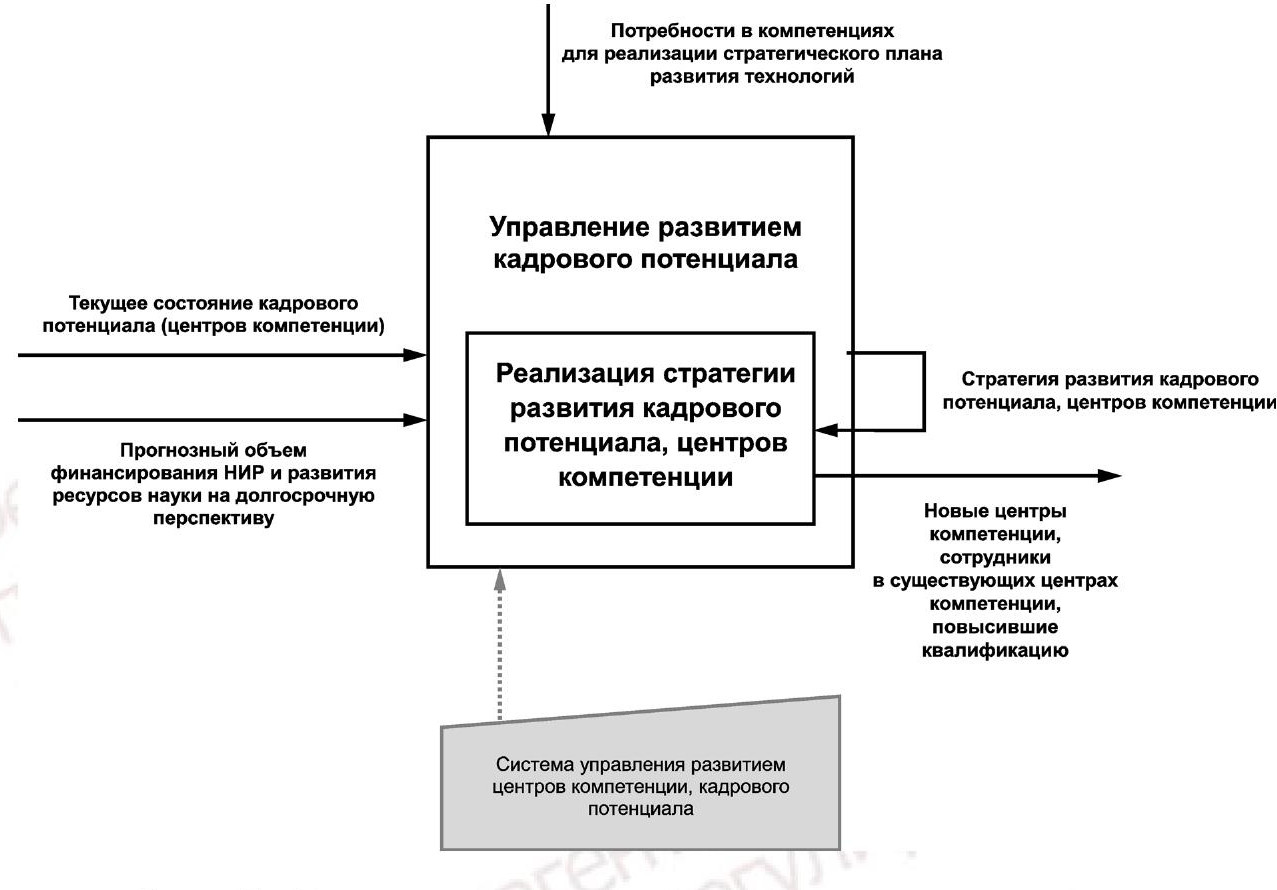 - Рисунок 7 - Процесс управления развитием кадрового потенциала прикладной науки и реализации стратегии развития кадрового потенциала, центров компетенции